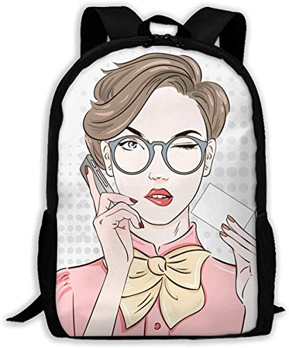 Preisvergleich Produktbild Schulrucksack Sexy Frau Mit Kurzen Haaren, Die Einen Personalisierten Freizeitrucksack Anruft Ultraleichter Unisex-Rucksack Verwenden Sie Outdoor-Reisen. Langlebiger Multifunktionsrucksack