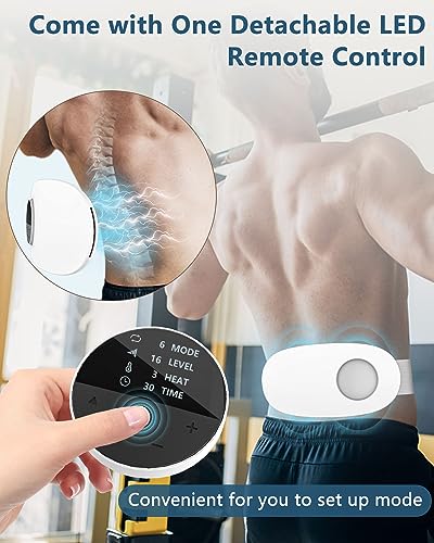 Heating Pad for Back Pain Relief-Lower Back Massager with Heat,Abdominal Belly Massagers with 6 Massage&16 Levels,3 Heated,Cordless Portable Travel Waist Wrap Belt,Mothers Day Gifts for Him Her
