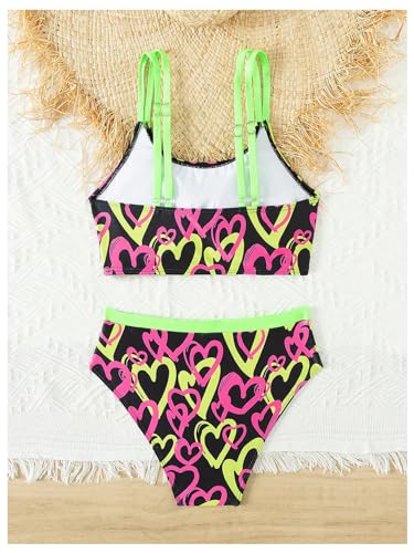 WDIRARA Girl's Heart Print Bikini Set 2 Piece Swimsuits Spaghetti Strap Bathing Suits2