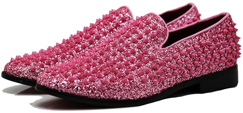 Image of SPK70 Men's Vintage Spike Dress Loafers Slip On Fashion Shoes Classic Tuxedo Dress Shoes
