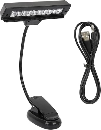 Music Stand Light, Clip on LED Lamp with 10 Bright LEDs, 360 Adjustable Gooseneck, USB or Battery Powered for Piano, Sheet Music, Desk, Travel