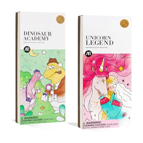 ROOCHKD Unicorn + Dino Watercolor Painting Coloring Books Cover