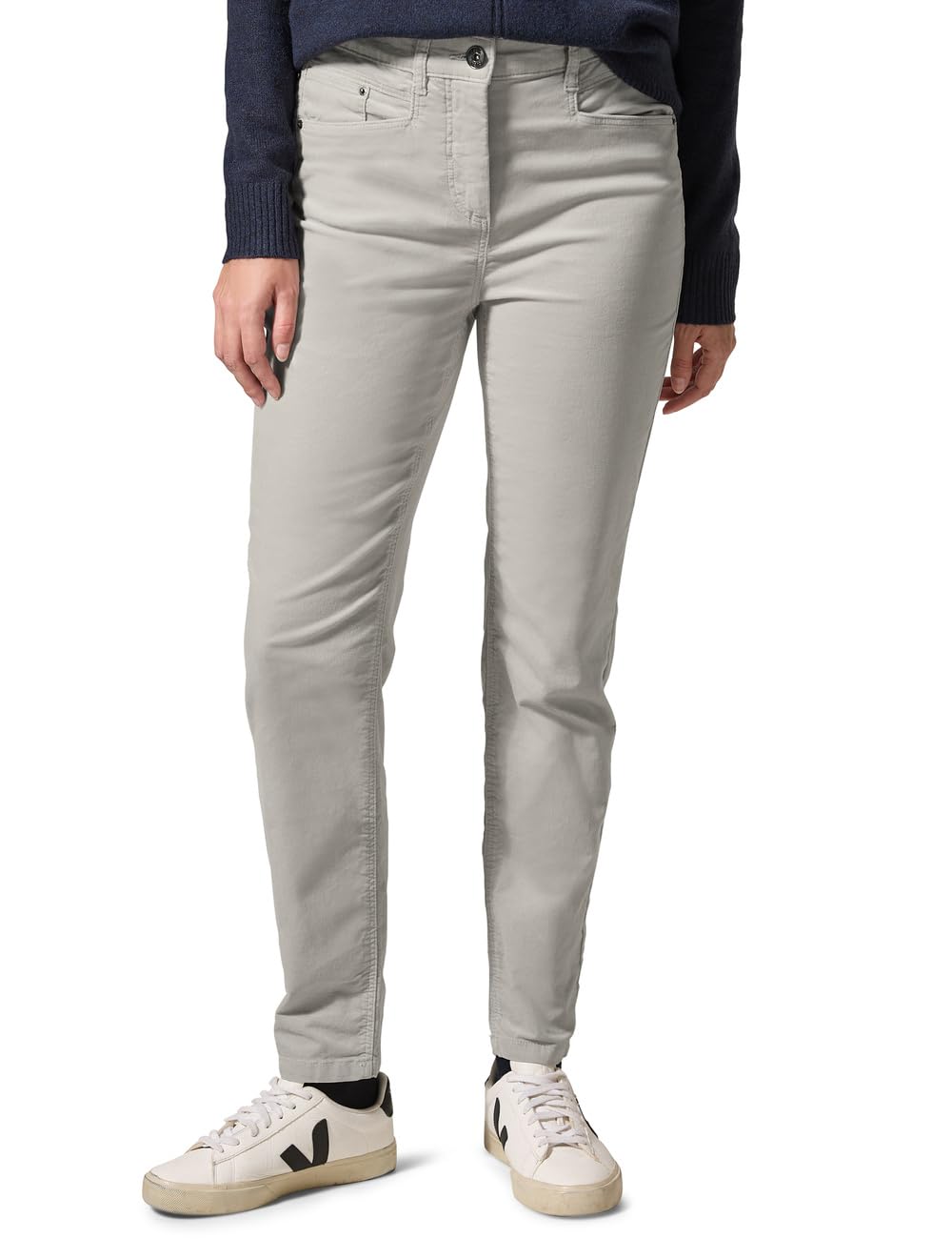 Cecil Women's B378297 Velvet Look Trousers, Soft Silver, 26W x 28L