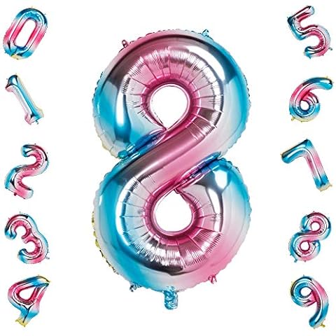 40 Inch Large Rainbow Gradient Balloons 8,Foil Helium Digital Balloons for Birthday Anniversary Party Festival Decorations Cover