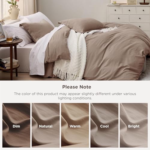 Image of Bedsure Khaki Oversized King Duvet Cover - 3 Pieces Prewashed Cotton-Like Polyester Extra Soft Bedding Set, Includes 1 Duvet Cover 120x98 Inches with Zipper Closure & 2 Pillow Shams, No Comforter