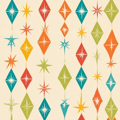 Peel and Stick Wallpaper 17.7"x118.1" Mid Century Modern Wallpaper Retro