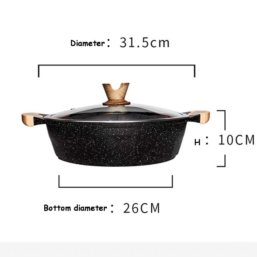 Maifan Stone Faitout en granit anti-adhésif 2,3 kg Grande capacité avec deux grilles Couvercle transparent Compatible avec différentes cuisinières