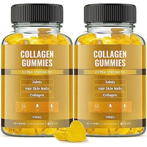 Dr. Emy's Collagen Gummies Gummy Vitamin for Women & Men, Hair, Skin, Nails, Joint Supplement Anti-Aging Collagen Gummy Supplements Strengthen Hair, Skin and Nails Gelatin-Free Non-GMO 60 ct Each(2) Cover