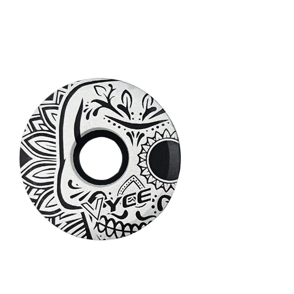 VFdthR Bike Headset Bike Bowl Cover Aluminum MTB Road Bicycle Stem Top 28.6mm Fork Tube Headset Cap(White pattern)