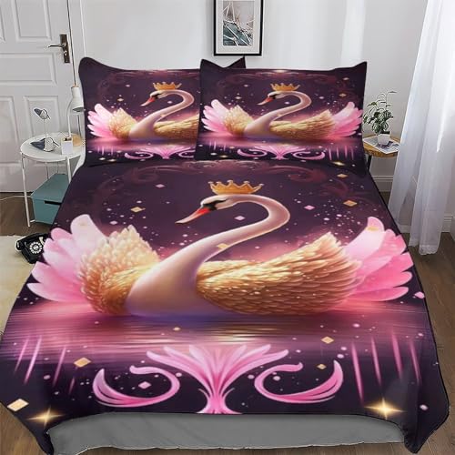 Housse de couette cygne impression 3D haute définition parure de lit premium - 2