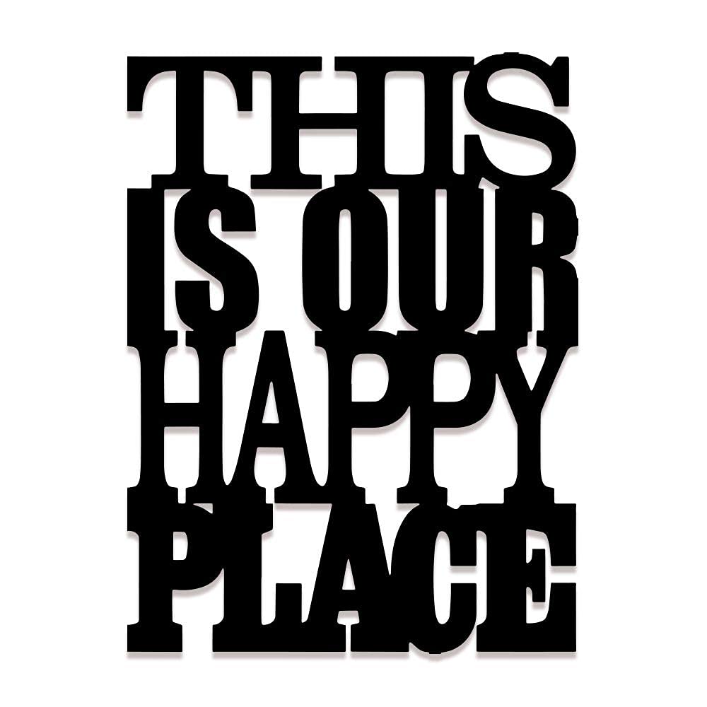 Generic Handmade MDF Wooden Wall Hanging Sticker This is Our Happy Place Set of One for Home Decoration and Gifting (Black)