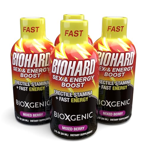 Bioxgenic BIOHARD Sex and Energy Boost, Mixed Berry, 2 fl oz, 4 count
