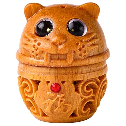 BEBEMOKO accesorios de llavero madera cordino escultura car tiger decor accesorios para tanques de ranas accesorios para tanques gecko estatua colgante de tigre artesanías de tigre Sándalo
