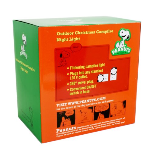 Snoopy-By-Camp-Fire-45-Inch-Polyresin-Swivel-Plug-Flickering-Night-Light