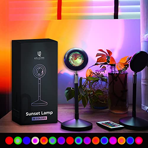The Sunset Lamp Projector Light - 16 Colors with Remote, Sunset Light Golden Hour Lamp, Sunset Projection Lamp Sunrise Lamp, Sun Lamp for Bedroom, Room Sun Set Lamp, UFO Lamp Sunset Projector