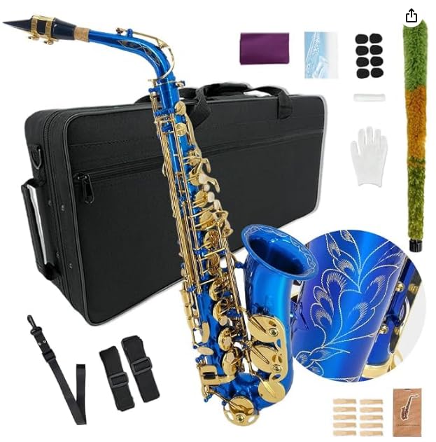 Image of Alto Saxophone E Flat for Adults Students Saxophone Beginner Kit with Mouthpiece Carrying Case Straps 10Reeds