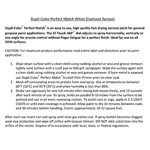 Image of Dupli-Color EBHA09947 Perfect Match Automotive Spray Paint - Honda White Diamond, NH603P - 8 oz. Aerosol Can