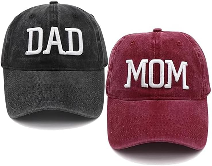 Mom and Dad Hats New Mom Gifts Embroidered Hats Fathers Day Baseball Cap for New Parents Couples