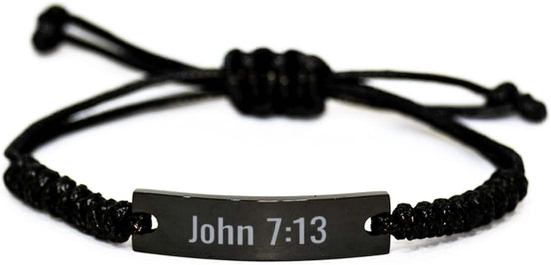 Generic John 7 13 Bracelet John 7:13 Gift Bible Verse Scripture Stainless Steel Bracelet, Small, black