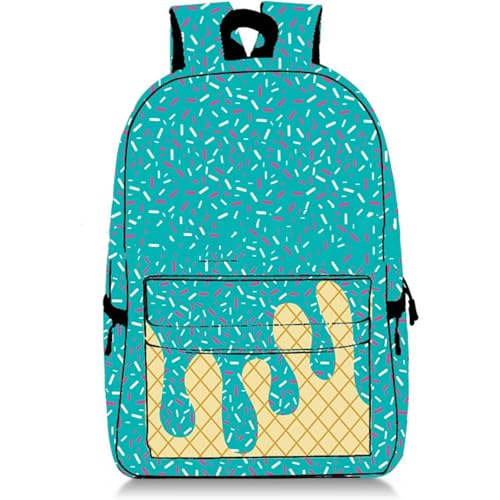 Ice Cream Drip Backpack Ice Cream Backpack Cute Shoulder Bagpacks, Cute Large Capacity Daypack Lightweight Daily Use (Dark Green)