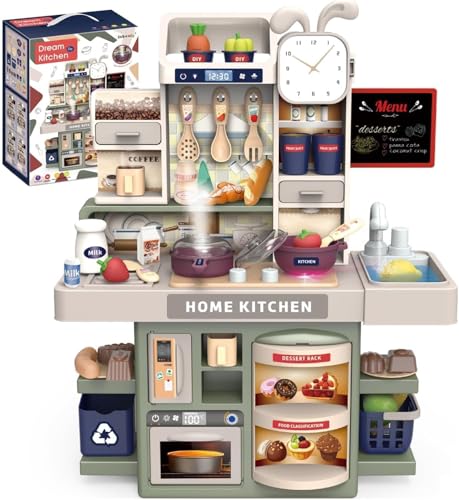 Image of Premium Kids Kitchen Playset (37 Pcs) Luxury Pretend Play Cooking Set with Realistic Sound & Lights, Stove, Sink with Running Water, Play Food & Accessories, Deluxe Toy Kitchen for Girls & Boys