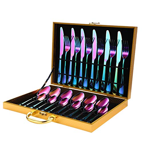 Ensemble de vaisselle 24 pcs couverts en acier inoxydable multicolores