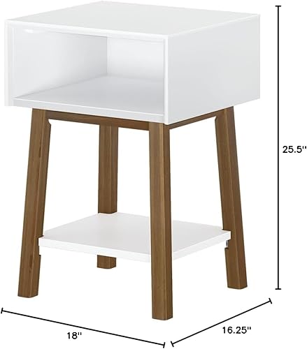 Miniatura 42 de Plank+Beam Mesa auxiliar de madera con almacenamiento, mesas auxiliares modernas de mediados de siglo para sala de estar, mesita de noche pequeña de