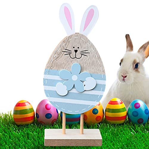 CENMOO Letrero de madera de Pascua, adorno de madera de conejo, decoraciones de conejo de Pascua para sala de estar, dormitorio, escritorios, estantes