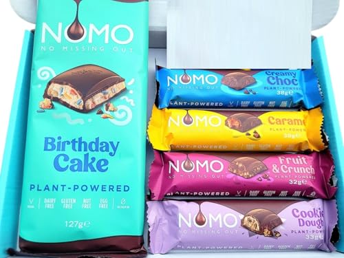 NOMO Chocolate Selection Hamper Gift Box | Birthday Cake | Free From Gluten Free Dairy Free Egg Free Nut Free Vegan & Vegetarian | Hamper Exclusive To INTERGALACTIC SWEETS