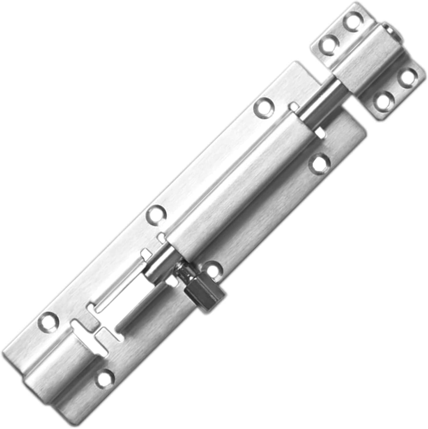 Cerradura deslizante for cerradura de puerta portátil, paquete de 2 cerraduras con perno de barril, cerradura deslizante de acero inoxidable engrosada for puerta, instalación sin perforacion
