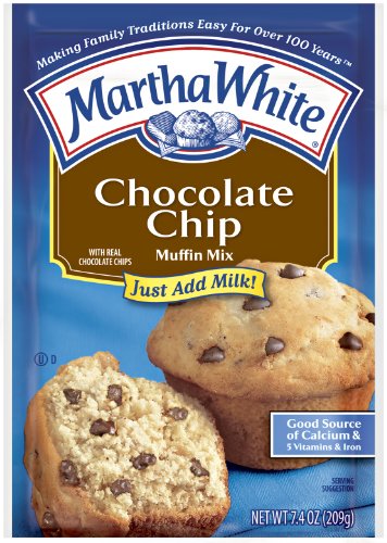 Martha White Muffin Mix, Chocolate Chip, 7.4-Ounce Packages (Pack of 12)