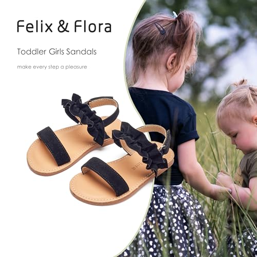 Image of Felix & Flora Toddler Girl Sandals - Little Girl Easter Dress Shoes Lightweight Open Toe Beach Holiday Flats