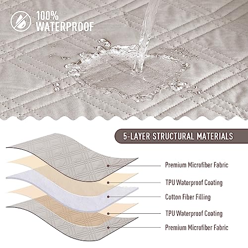 Image of TAOCOCO 100% Waterproof Sofa Cushion Cover Reversible Couch Seat Cover for Dogs Pets Couch Cover for Chaise Sectional Sofa U Shape Sofa Furniture Protector Sofa Slipcover (Cream)