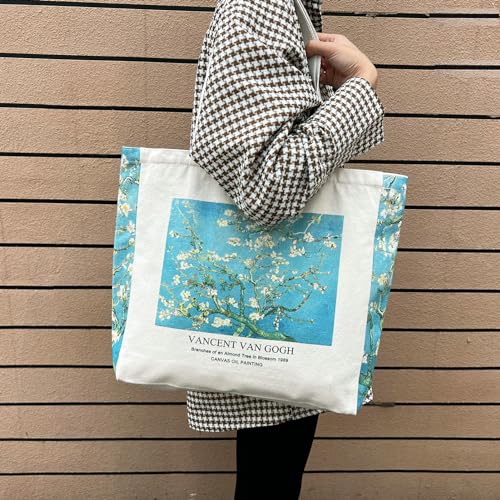 BROADREAM Jutebeutel Bedruckt Vintage, Jute Beutel, Einkaufstasche Bag, Canvas Tote Bag Aesthetic Vintage Taschen Groß Umhängetasche Stofftaschen für Damen Uni Arbeit