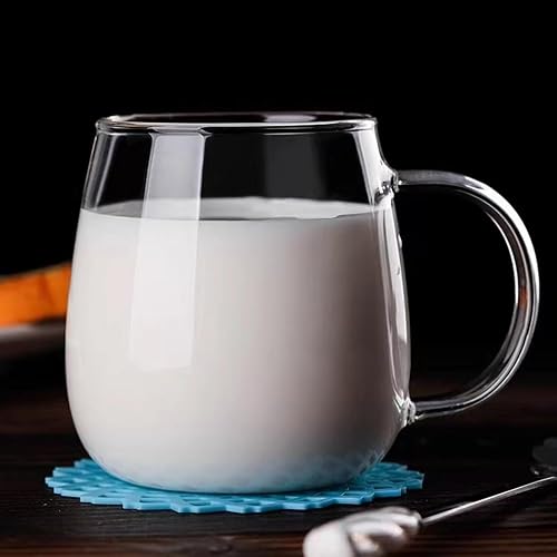 Miniatura 8 de Taza de vidrio transparente con asa, mango verde16 oz, taza de vidrio de borosilicato alto para tazas de café de vidrio grandes con asa, tazas para