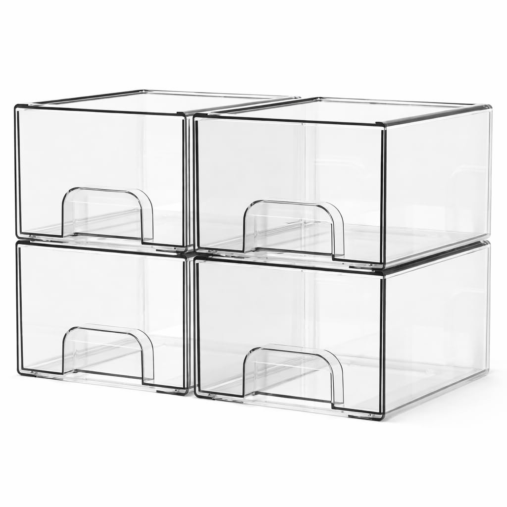 Pwrco Clear Acrylic Makeup Storage Drawer Organiser (4)