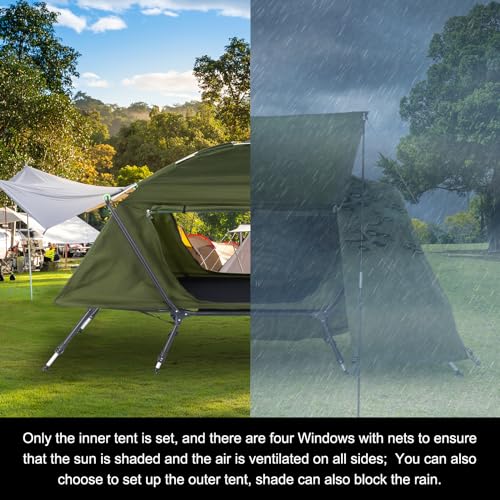 Carpa de camping con catre elevado y toldo 84.6x34.5x49.2 in miniatura 4