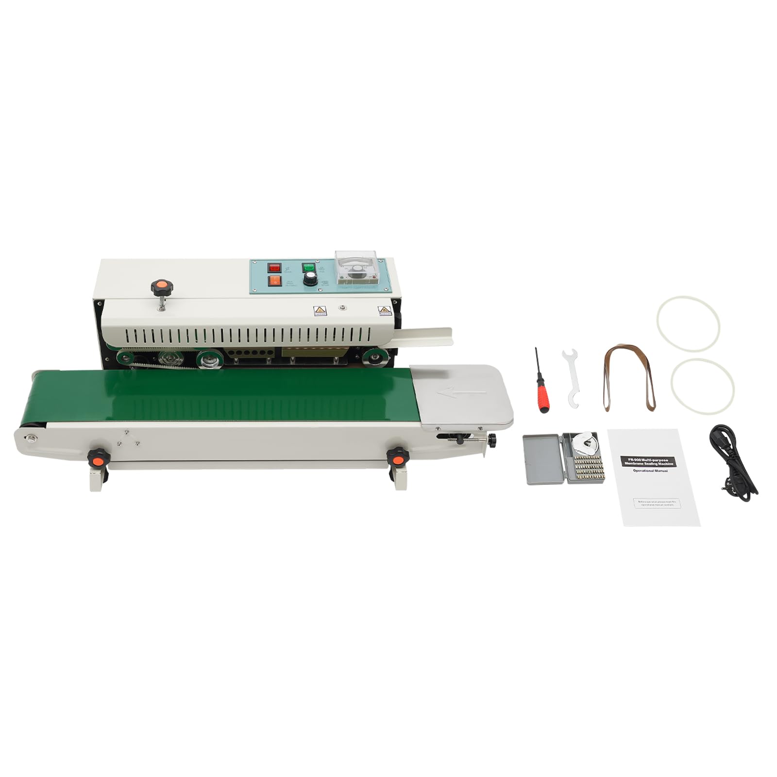 Sigillatrice automatica, FR-900, sigillatrice continua 0-300 ℃, per sacchetti di alluminio spessi 0,02-0,8 mm, sacchetti di plastica, sacchetti di carta kraft