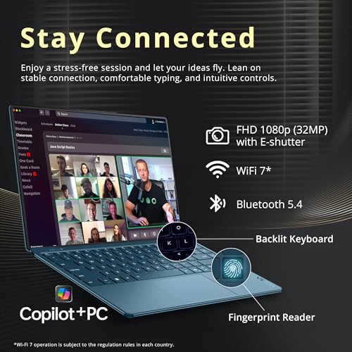 Image of Lenovo Yoga Slim 9i 14 inch 4K OLED Touch Laptop, Intel Ultra 7 258V, 32GB RAM, 2TB Storage(1TB SSD+1TB Docking Station), Intel Arc Graphics, Backlit Keyboard, Copilot+PC, Fingerprint, Win 11 Pro, Teal