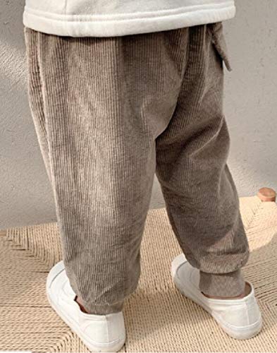 Calça de veludo Abetteric Todder casual para meninos e meninas, Apricot, 110cm