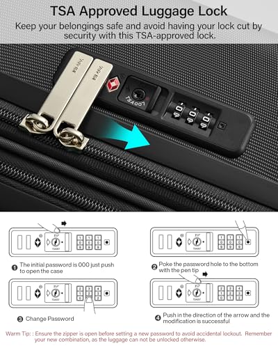Image of MILADA 24 Inch Expandable Hardside Checked Luggage with Dual 360 Spinner Wheels, Medium Travel Suitcase with TSA Lock, Airline-Approved, Lightweight Durable PC Shell for Travel, Jet Black