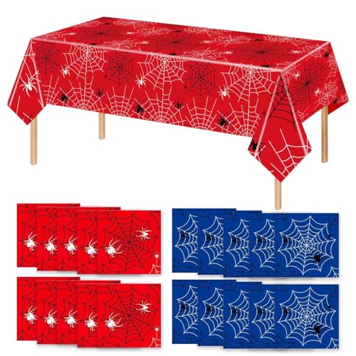 DUINIU 1 Morceau De Nappe en Toile D'Araignée Et 20 Serviettes en Papier, Nappe De Fête De Dessin Animé pour Enfants, Serviettes en Papier Imprimées Exquises, Décorations d'anniversaire.