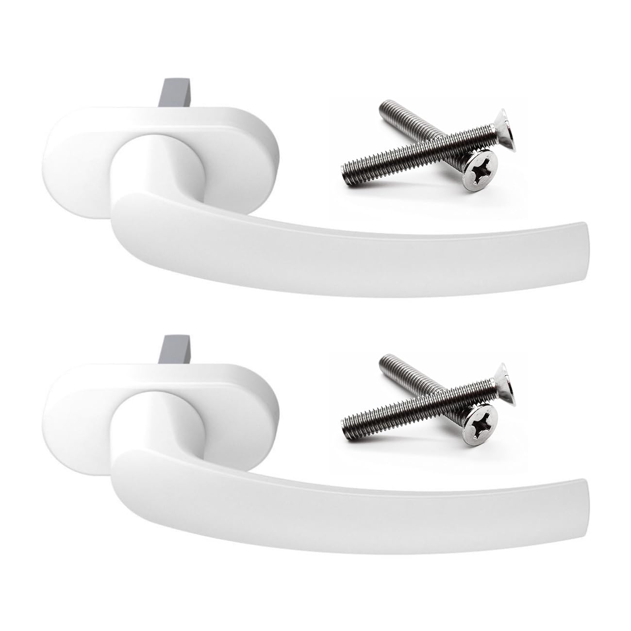 VOOXA 2St Fenstergriff Alu Weiß RAL9016 35mm-Stift | Kipp-Funktion | für Fenster & Terrassen-/Balkontüren aus Holz, KS oder Alu | | ergonomische, angenehme Haptik