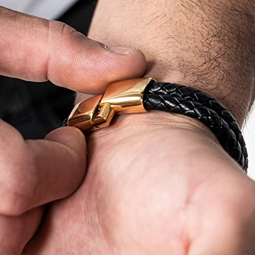 Image of SERASAR Premium Leather Bracelet Men | Stainless Steel Magnetic Clasp | Three Colors | Jewelry Box Included