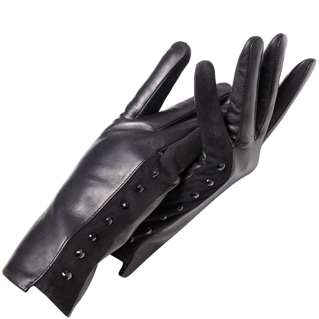Guanti in pelle moda donna Guanti moto invernali antivento caldi vintage con bottoni