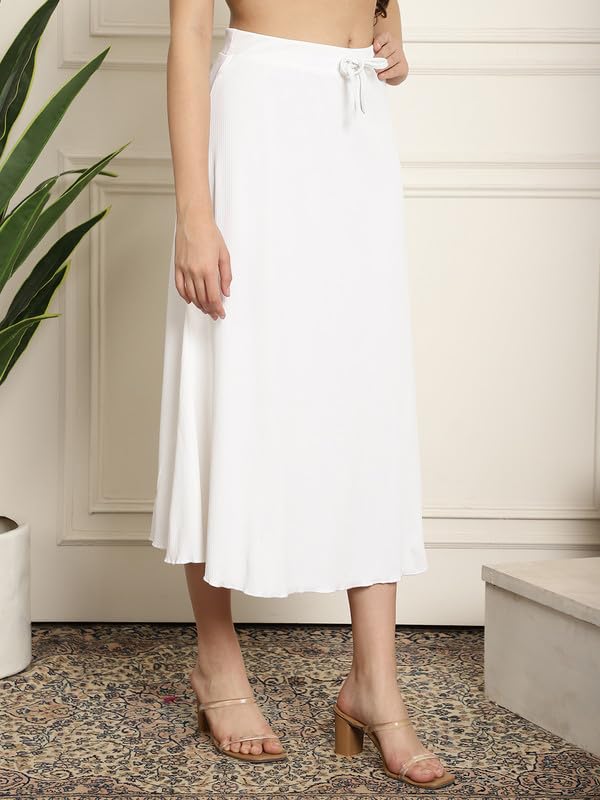 Image of NEUDIS Women Black Ribbed Flared Maxi Skirt