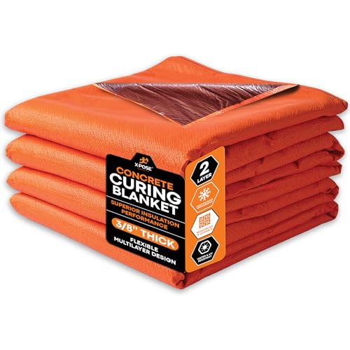 Xpose Safety Concrete Curing Blanket 6 x 25 Cut Size 2 Layers 0.375 Thick Foam Insulation UV & Water-Resistant Brass Grommets Heavy-Duty Stitching Cold Weather Protection