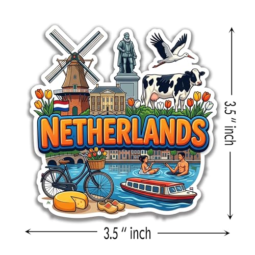 Image of Netherlands Engineered Wood Fridge Magnet - Glossy Precision Laser Cut HD Print | Durable Magnetic Souvenir Decor for Refrigerator & Locker