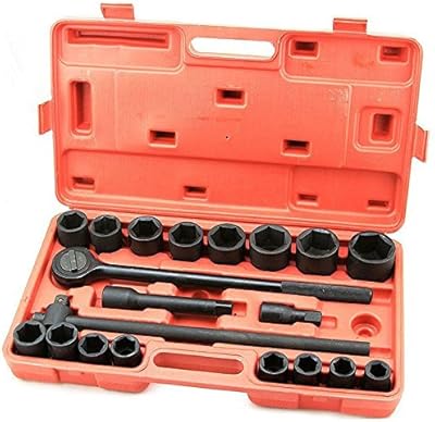 21 PC 3/4 DR INCH DRIVE TOOL BLACK IMPACT RATCHET SOCKET SET STANDARD SIZE SAE