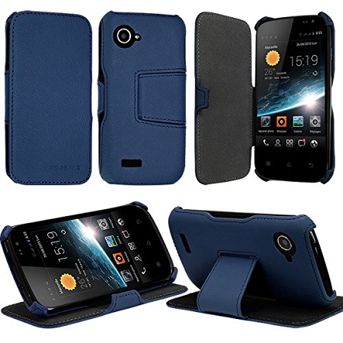 KARYLAX Seluxion - Coque Housse Etui avec Rabat Latéral Fonction Support pour Wiko Cink Slim/Slim 2 Couleur Bleu Foncé